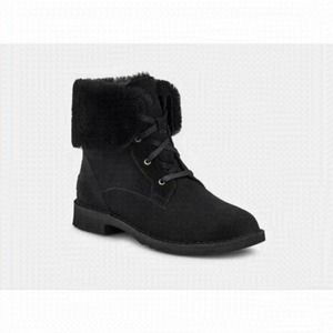 UGG "weylyn" boot shearling cuff Womens Size 9.5 NEW black lace up